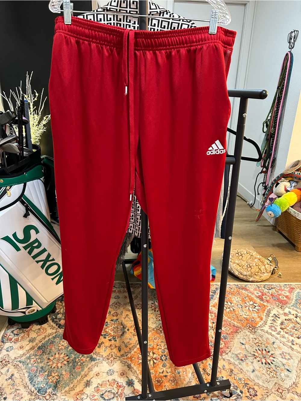 adidas men’s  Red Pull-On Joggers with Logo